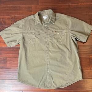 Carhartt Shirt Mens XL Tall Brown Short Sleeve Button Down Workwear
